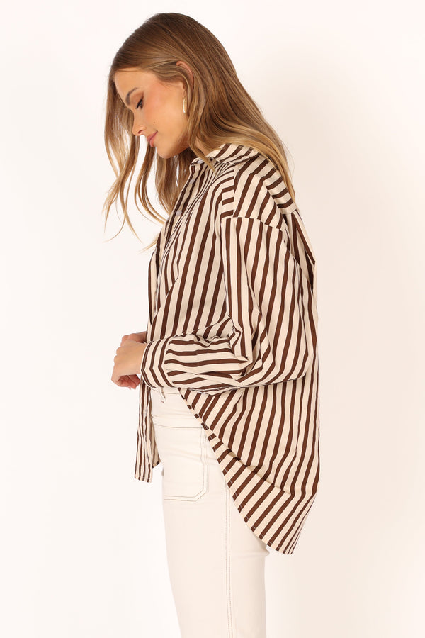 Petal and Pup USA TOPS Soula Stripe Shirt - Chocolate