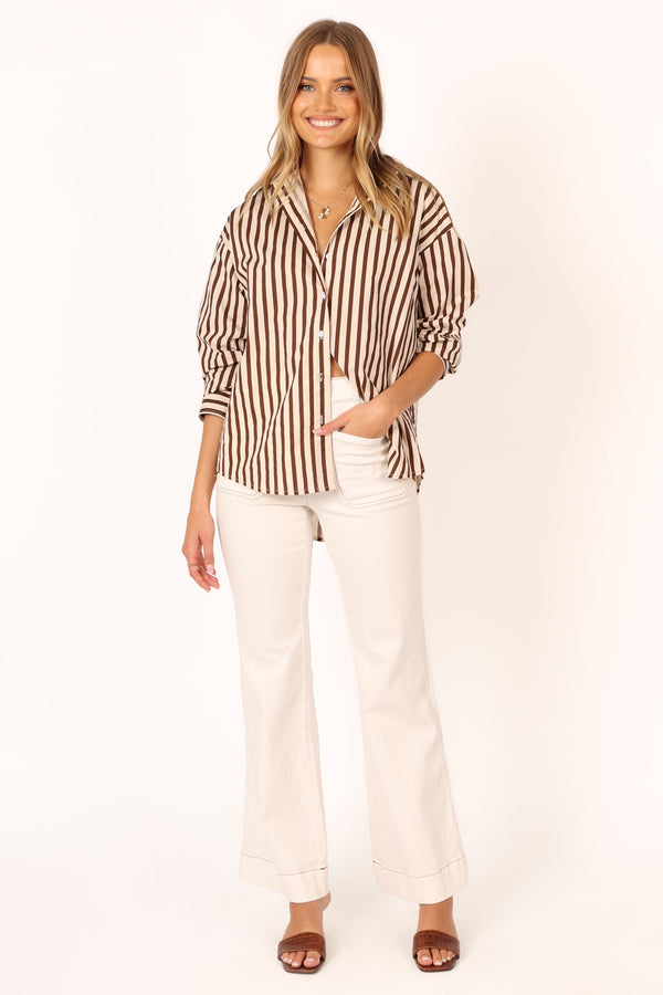 Petal and Pup USA TOPS Soula Stripe Shirt - Chocolate