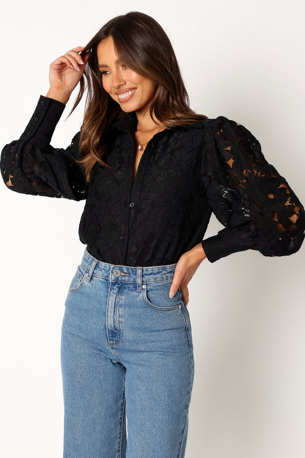 Petal and Pup USA TOPS Tadeo Lace Shirt - Black