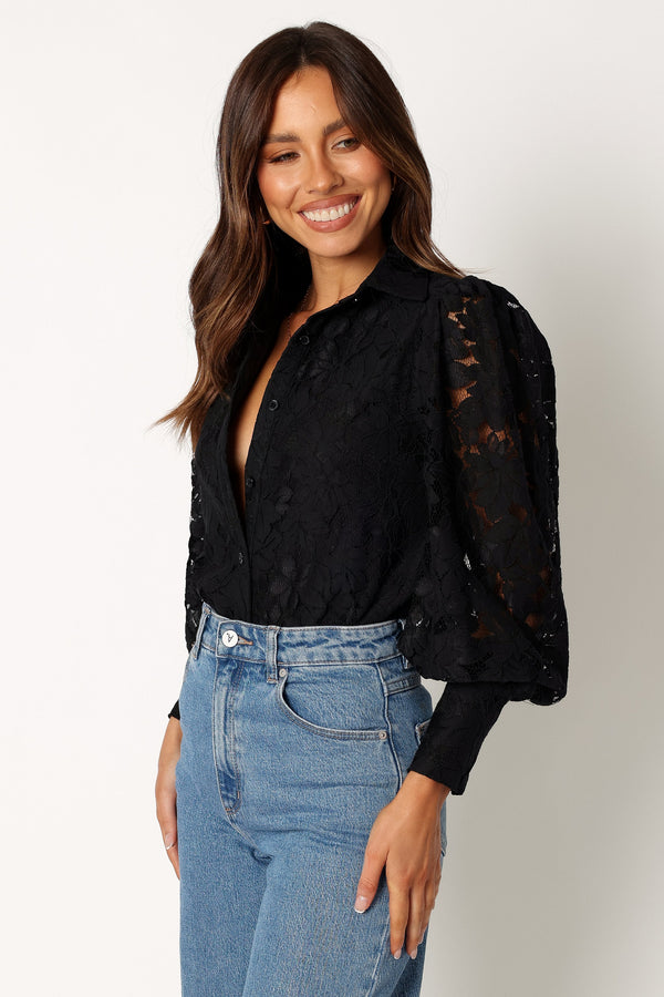 Petal and Pup USA TOPS Tadeo Lace Shirt - Black