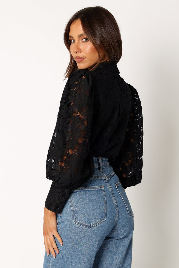 Petal and Pup USA TOPS Tadeo Lace Shirt - Black