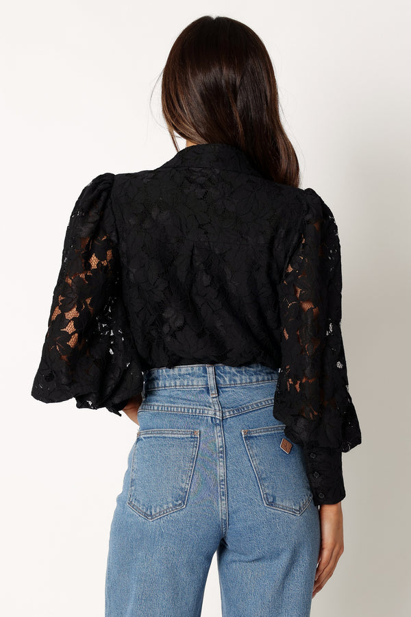 Petal and Pup USA TOPS Tadeo Lace Shirt - Black