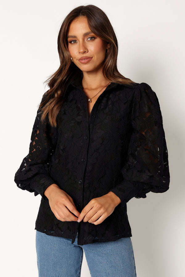 Petal and Pup USA TOPS Tadeo Lace Shirt - Black