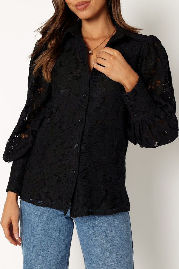 Petal and Pup USA TOPS Tadeo Lace Shirt - Black