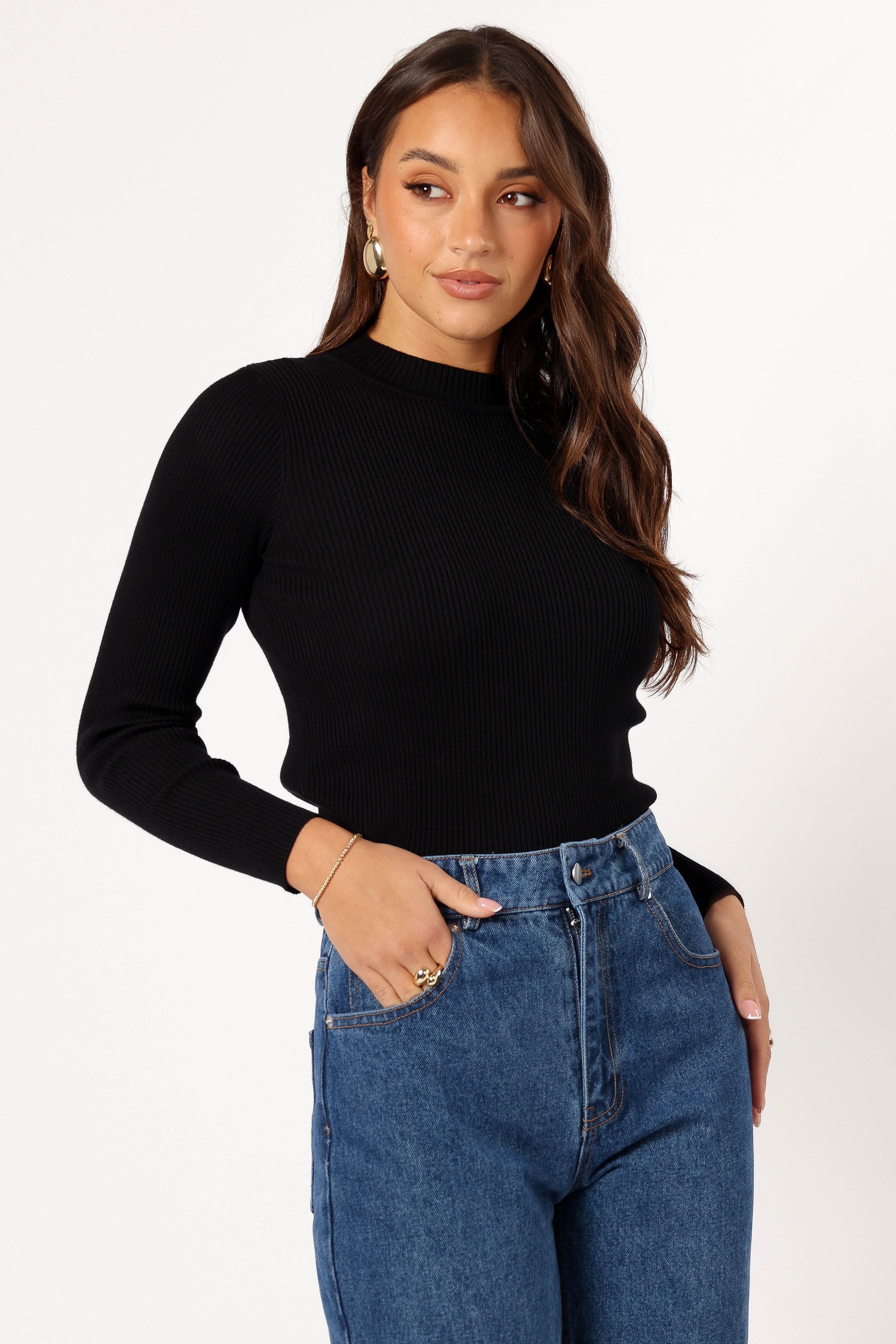 Petal and Pup USA TOPS Tammy Ribbed Knit Top - Black
