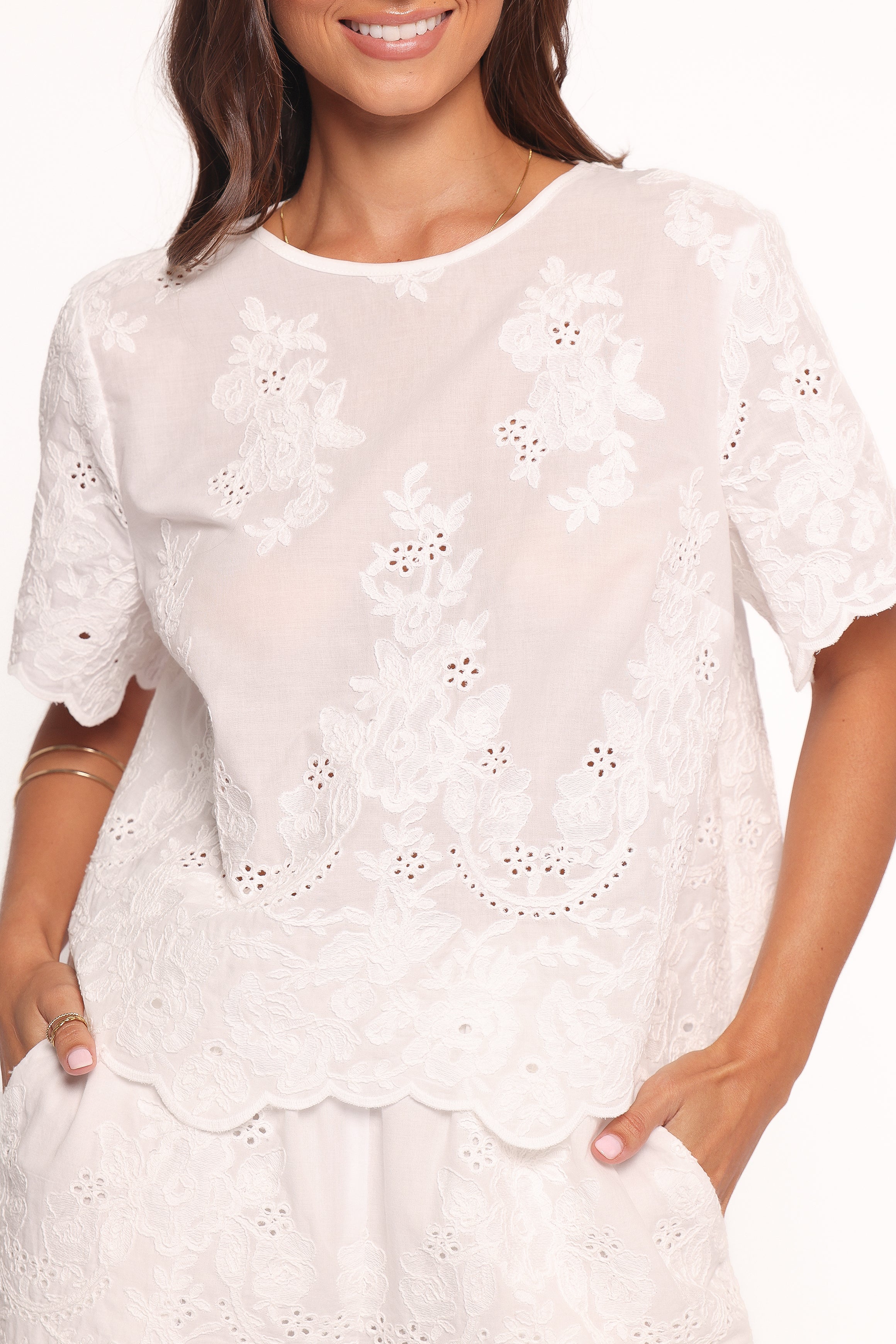 Petal and Pup USA TOPS Tanis Embroidered Top - White