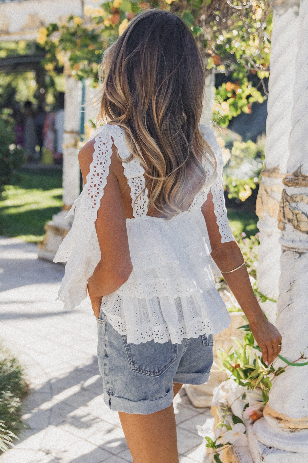 White Lace Crop Top, Tops