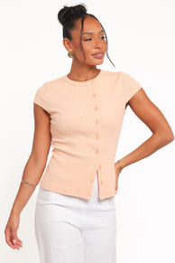 Petal and Pup USA TOPS Tatum Asymmetrical Knit Top - Coral