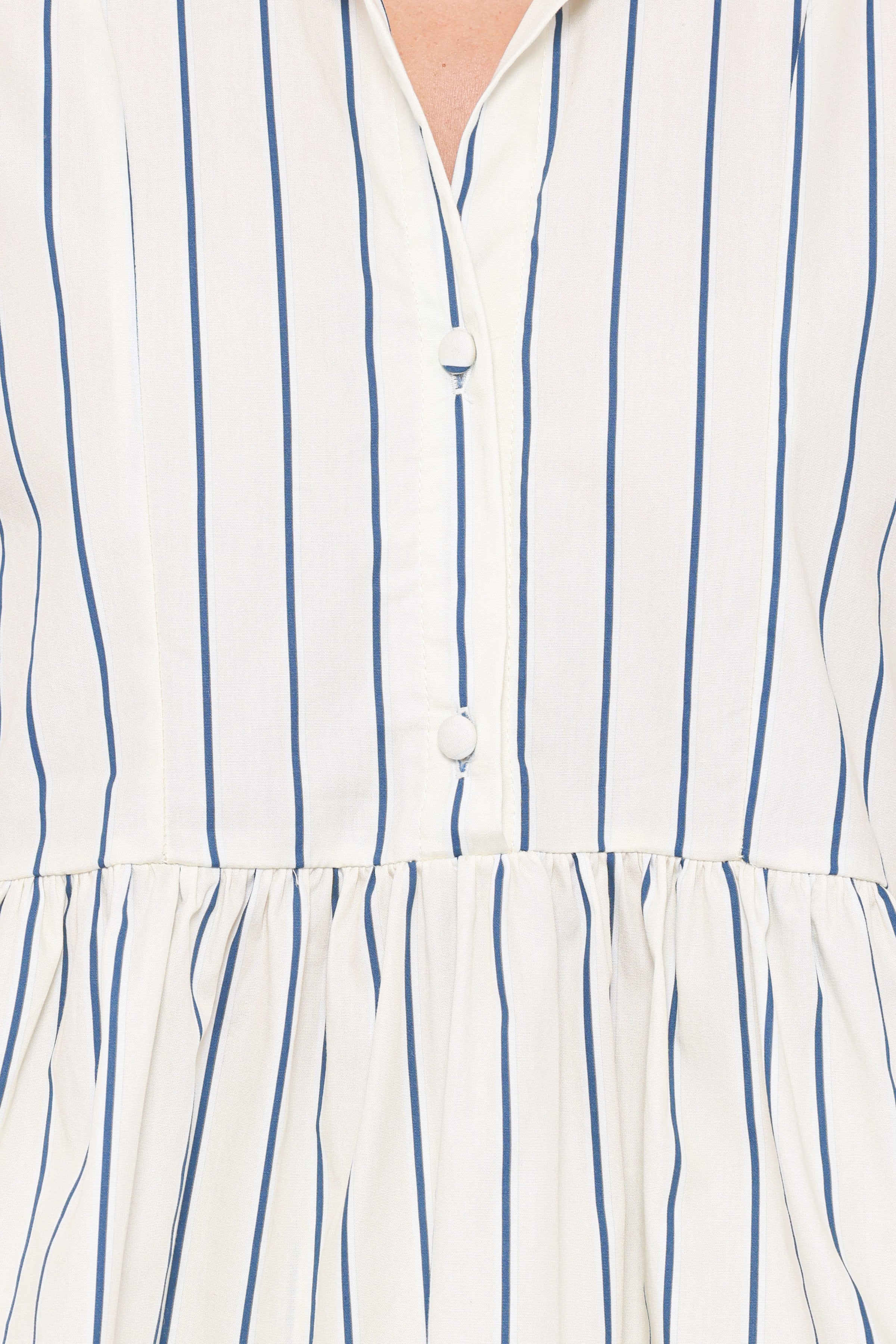 Petal and Pup USA TOPS Thomas Short Sleeve Peplum Top - Yellow/Blue Stripe