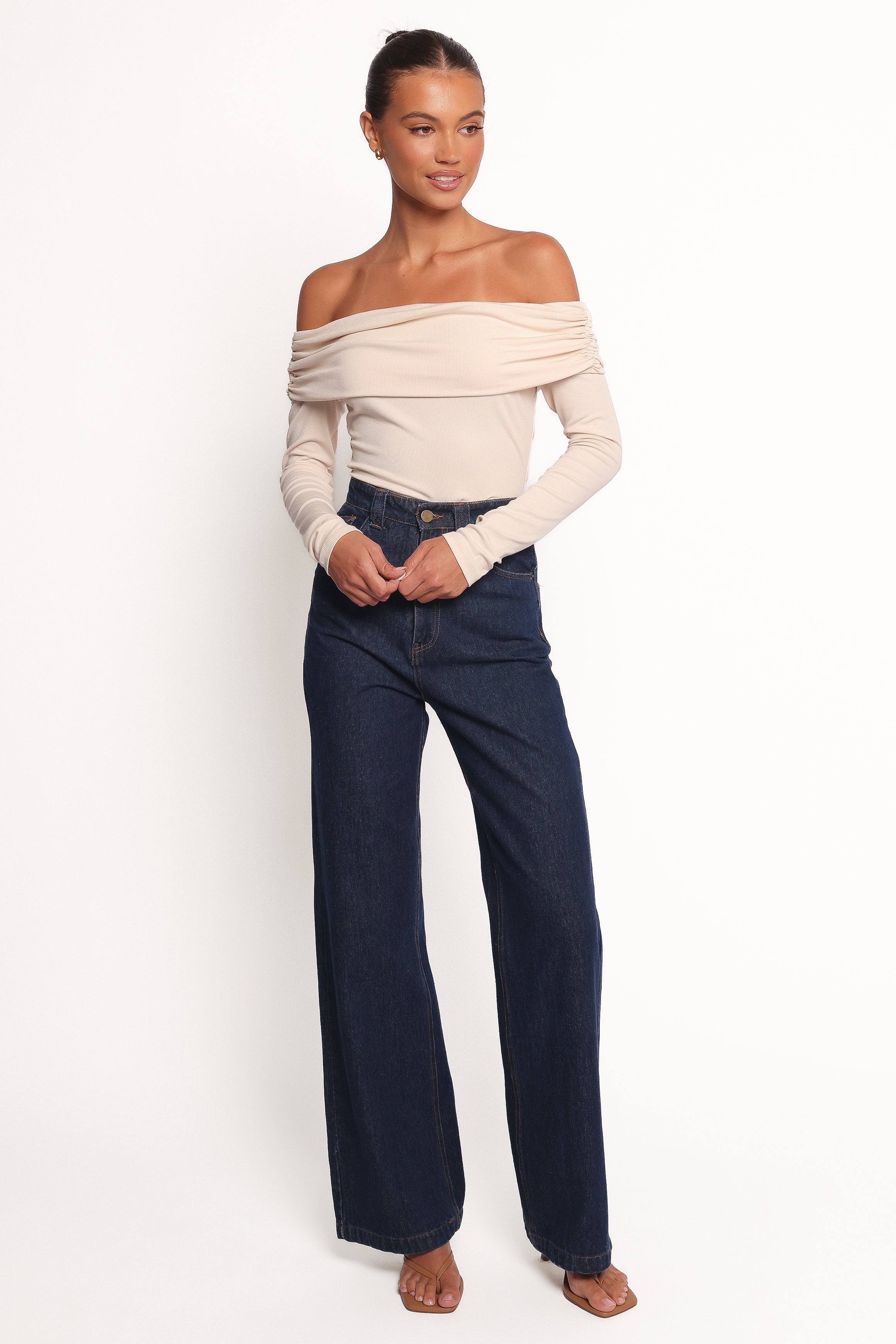 Petal and Pup USA TOPS Thomsie Off Shoulder Knit Top - Ivory (Hold for Rack)