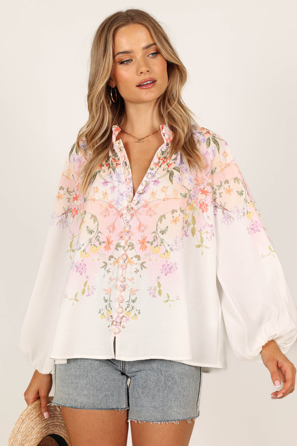 Petal and Pup USA TOPS Tiarna Shirt - White Floral