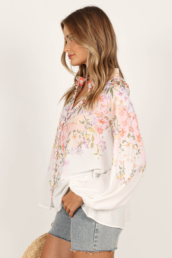 Petal and Pup USA TOPS Tiarna Shirt - White Floral