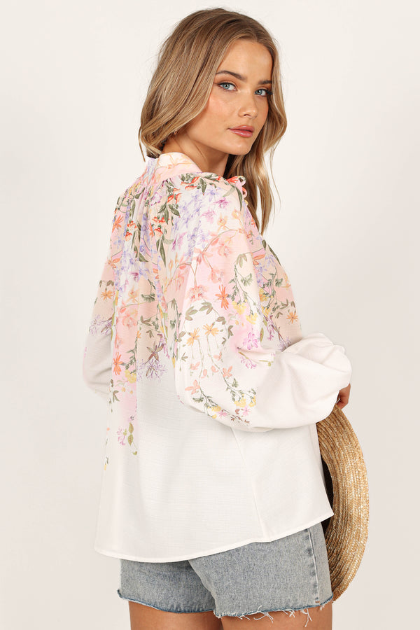 Petal and Pup USA TOPS Tiarna Shirt - White Floral