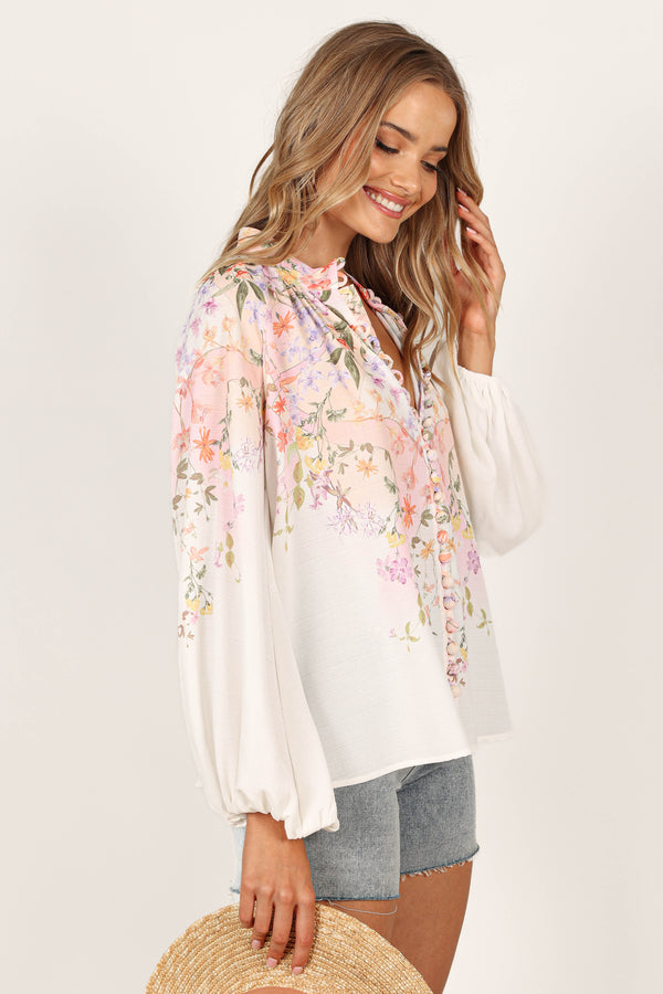 Petal and Pup USA TOPS Tiarna Shirt - White Floral