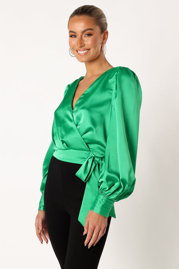 Petal and Pup USA TOPS Tiarne Long Sleeve Top - Green