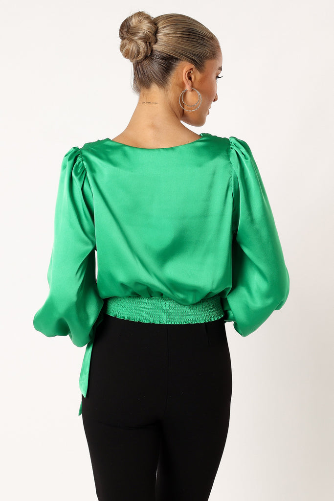 Almond green oversized longline 3/4 sleeve jumper - Horizons Lointains