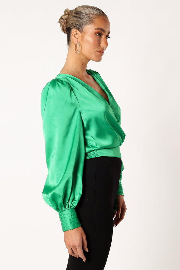 Petal and Pup USA TOPS Tiarne Long Sleeve Top - Green