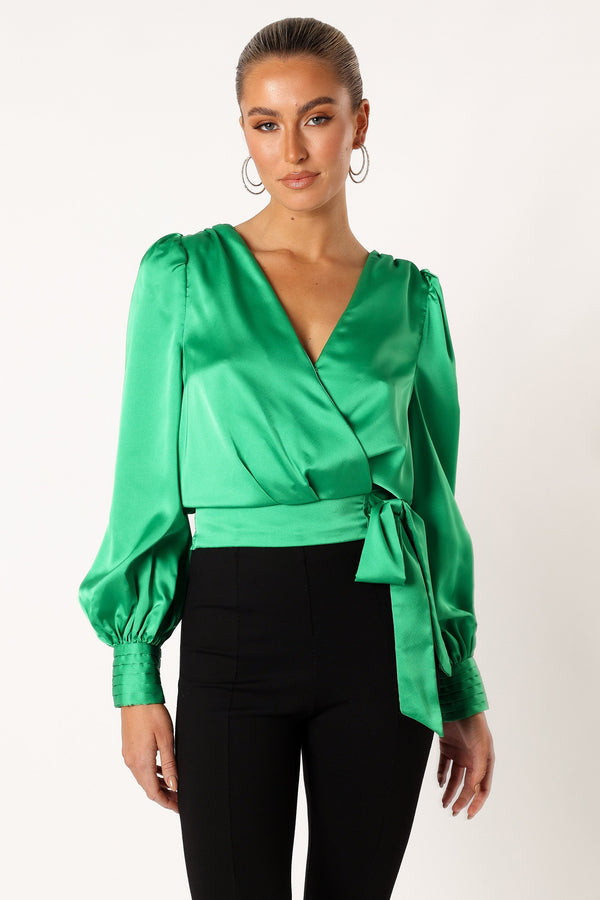 Petal and Pup USA TOPS Tiarne Long Sleeve Top - Green