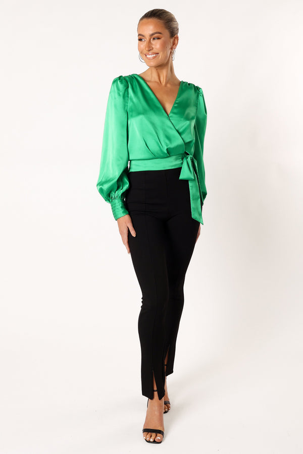 Petal and Pup USA TOPS Tiarne Long Sleeve Top - Green