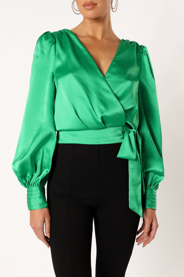 Petal and Pup USA TOPS Tiarne Long Sleeve Top - Green