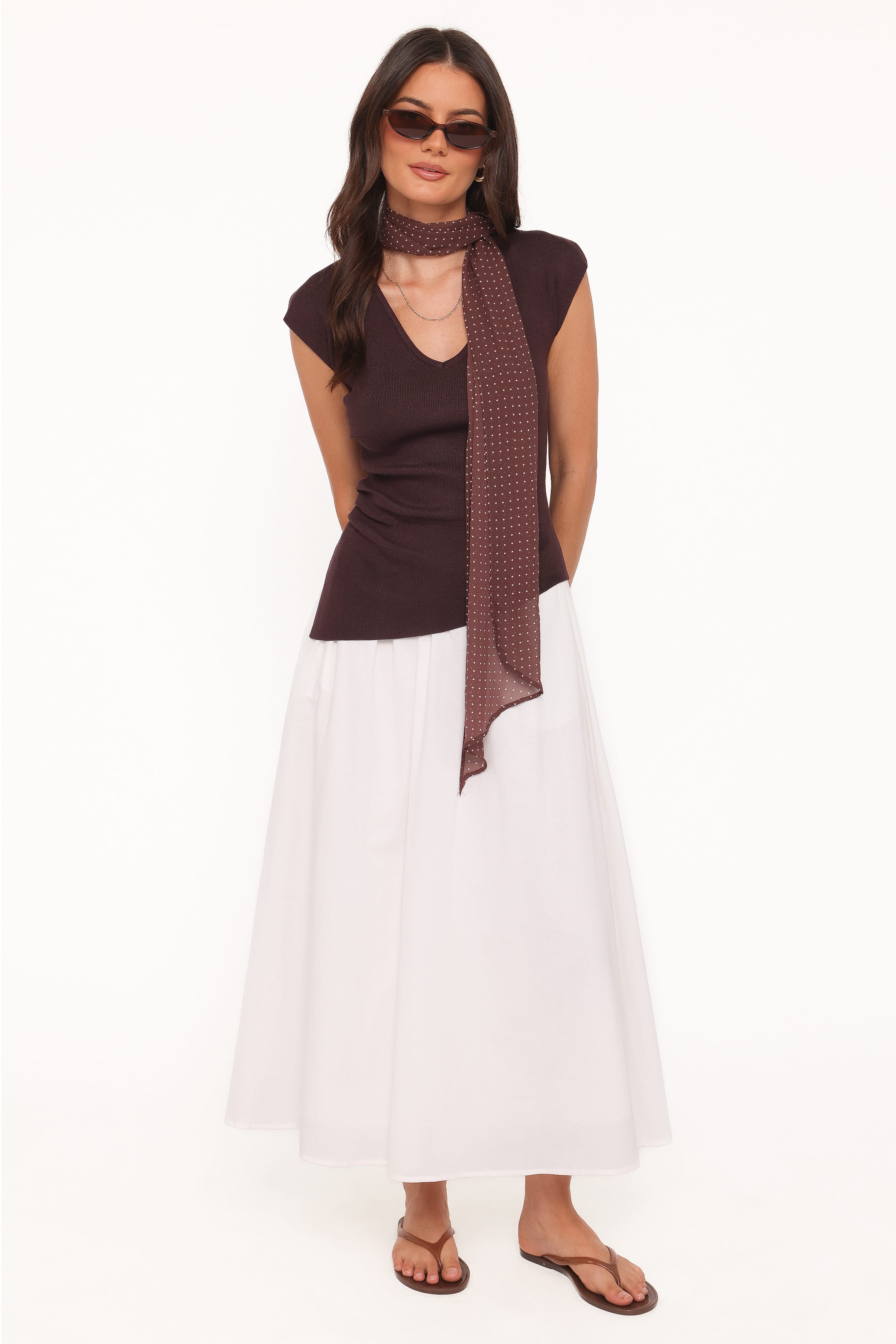 Petal and Pup USA TOPS Tori Side Cinch Knitted Top - Chocolate Brown