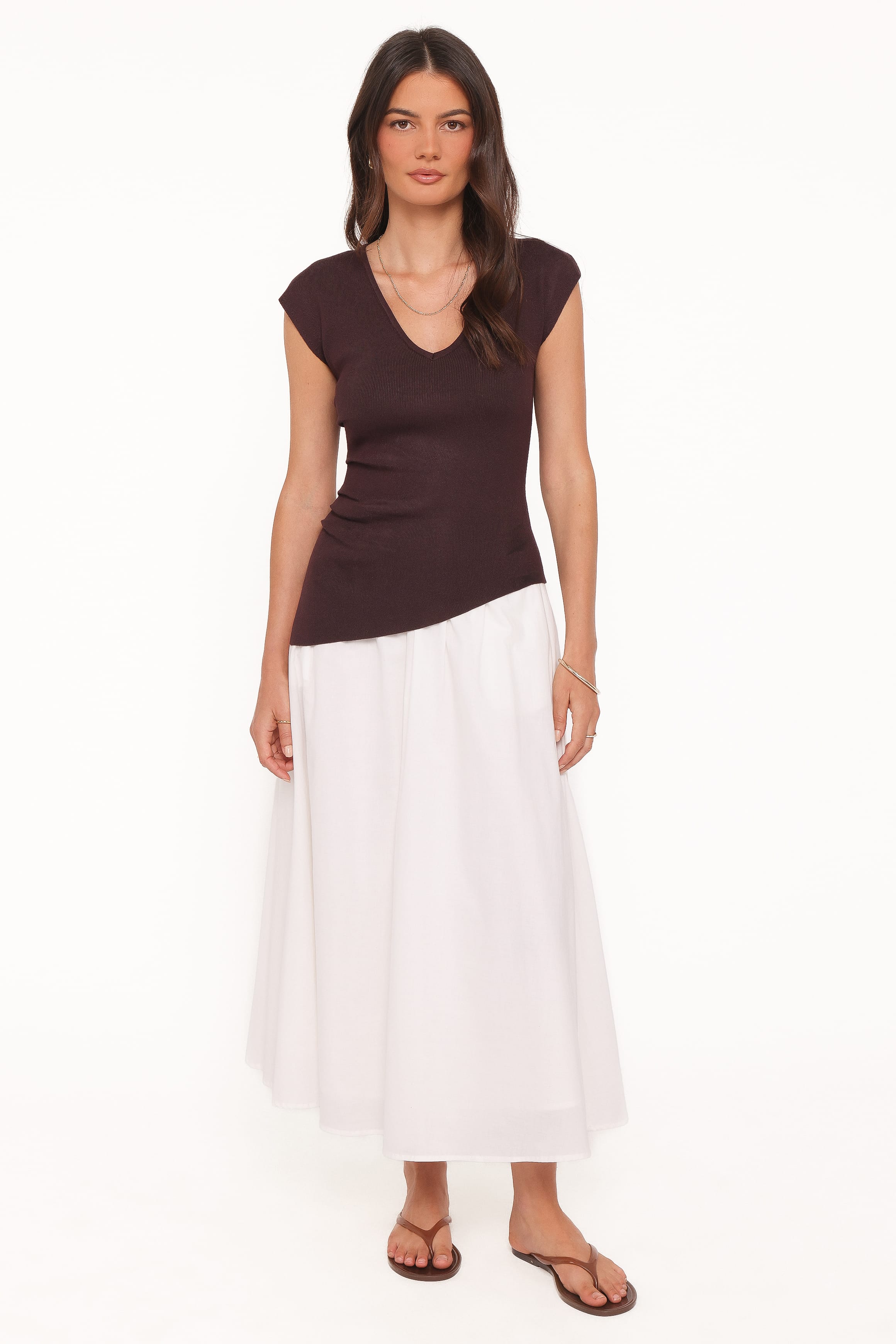 Petal and Pup USA TOPS Tori Side Cinch Knitted Top - Chocolate Brown