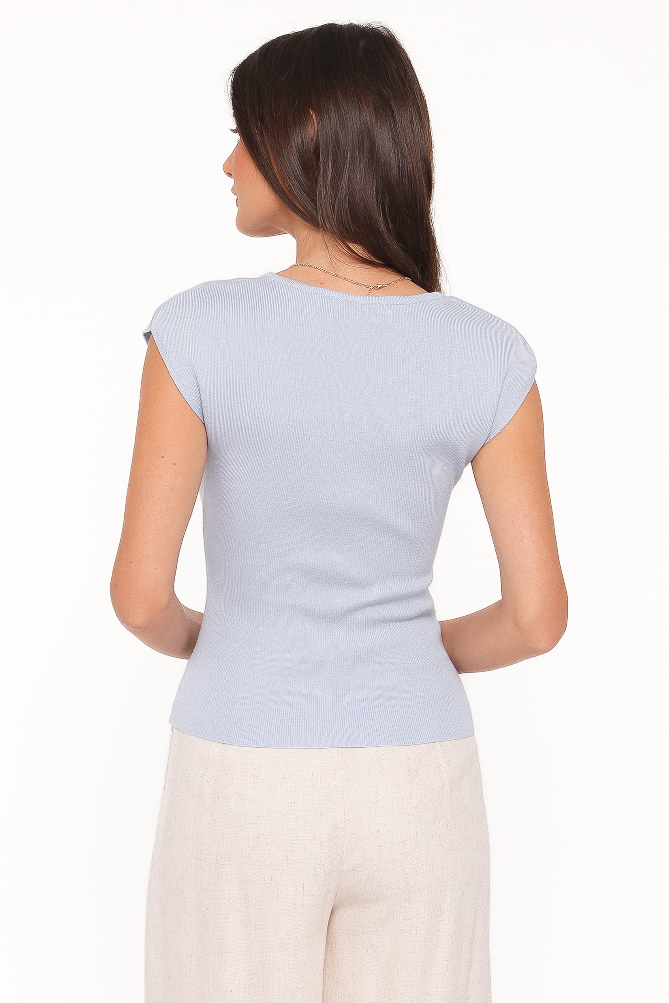 Petal and Pup USA TOPS Tori Side Cinch Knitted Top - Light Blue