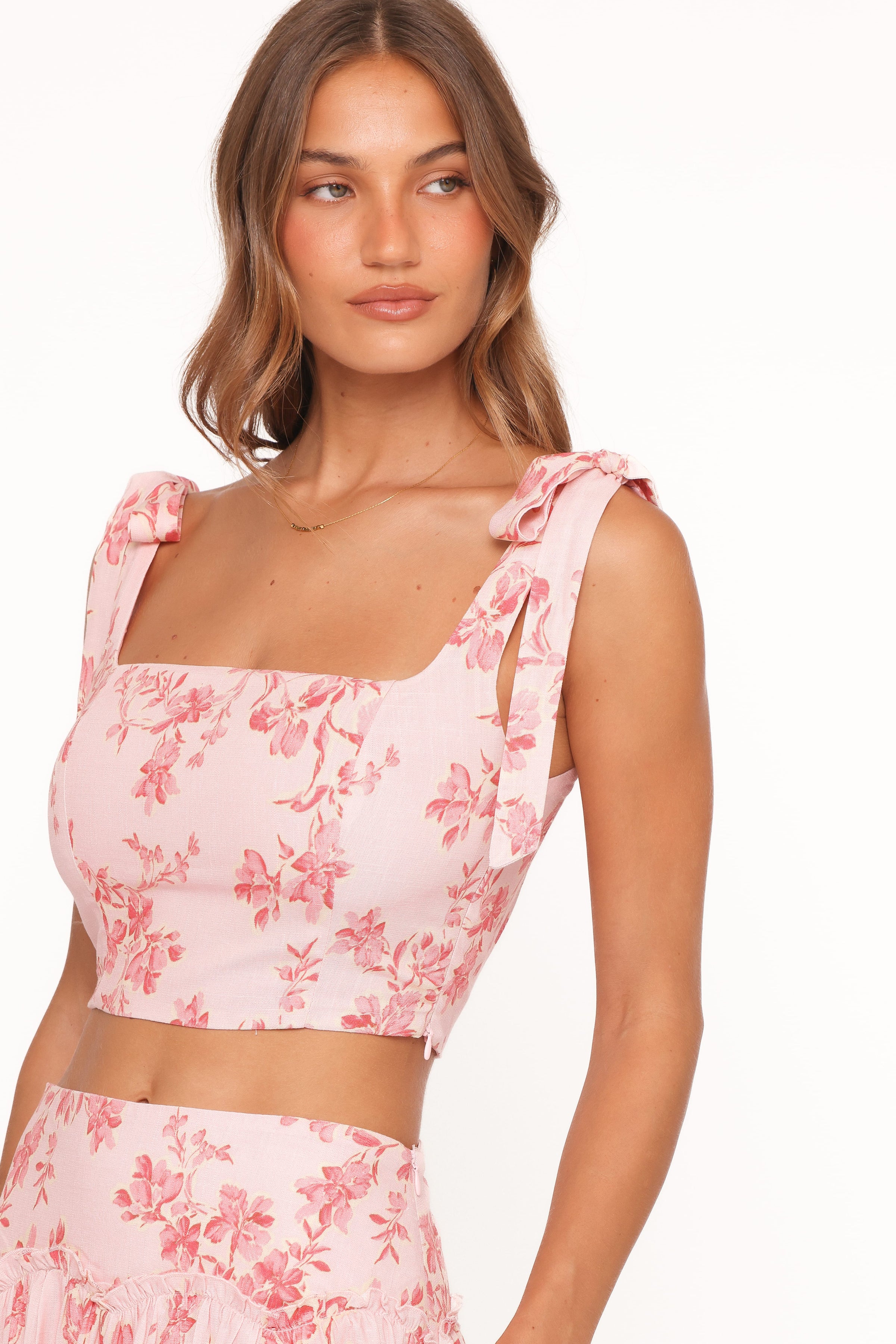 Petal and Pup USA TOPS Tyler Tie Shoulder Top - Rose Pink Floral