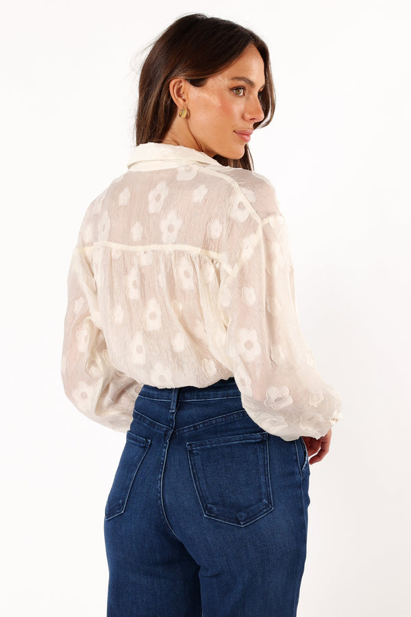 Petal and Pup USA TOPS Viena Embroidered Button Down - Ivory