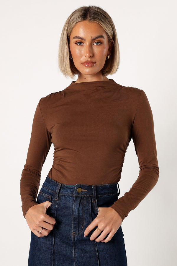 Petal and Pup USA TOPS Wanda Long Sleeve Top - Coco Brown