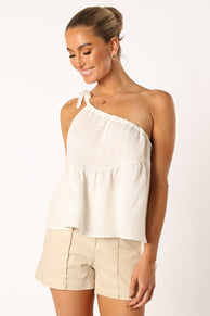 Petal and Pup USA TOPS Wanda One Shoulder Top - White