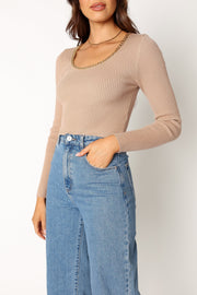 Petal and Pup USA TOPS Wells Long Sleeve Knit Top - Taupe