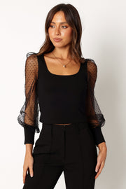 Petal and Pup USA TOPS Wesson Sheer Sleeve Top - Black