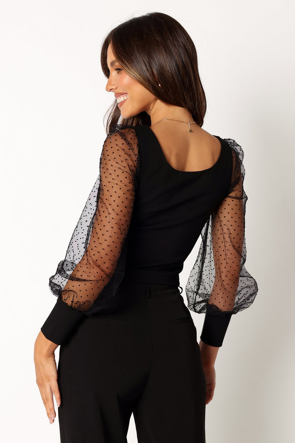 Petal and Pup USA TOPS Wesson Sheer Sleeve Top - Black