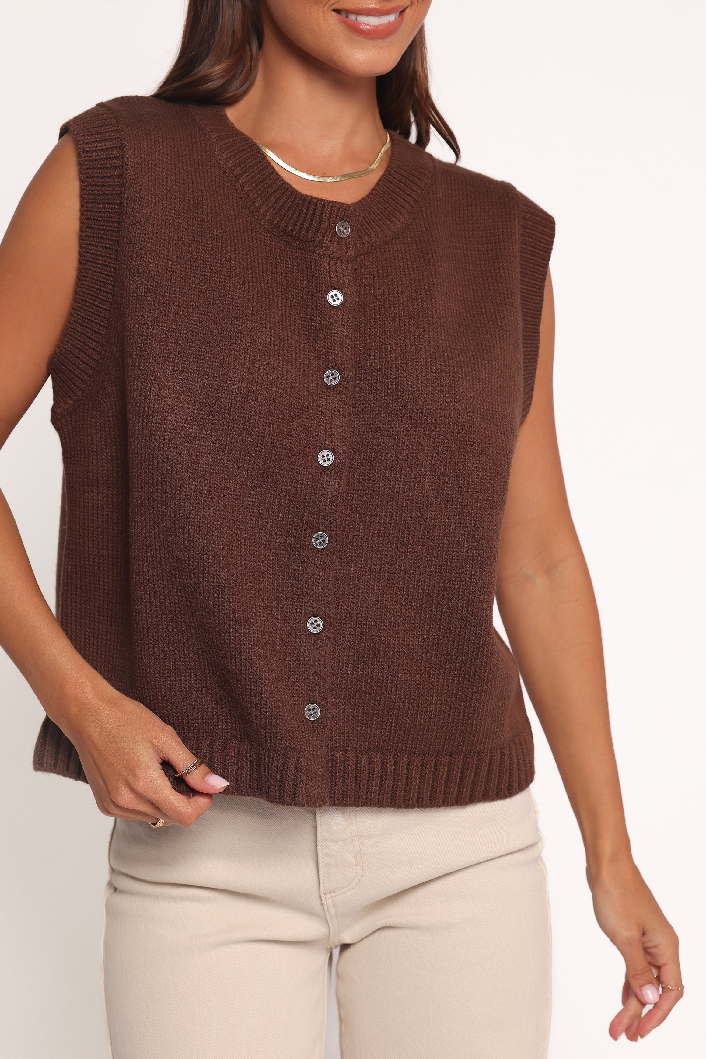 Petal and Pup USA TOPS Weston Knit Vest - Dark Chocolate