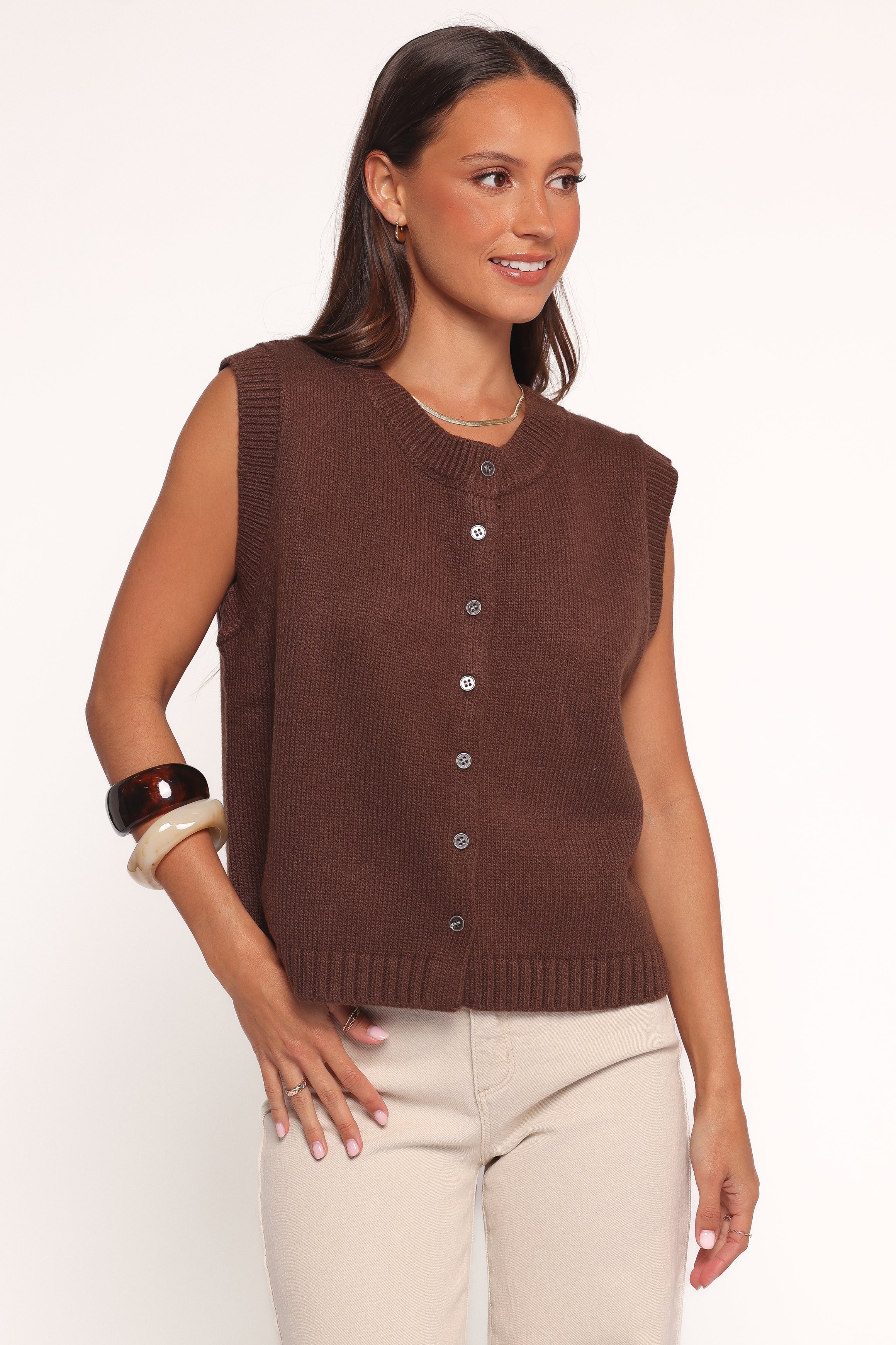 Petal and Pup USA TOPS Weston Knit Vest - Dark Chocolate