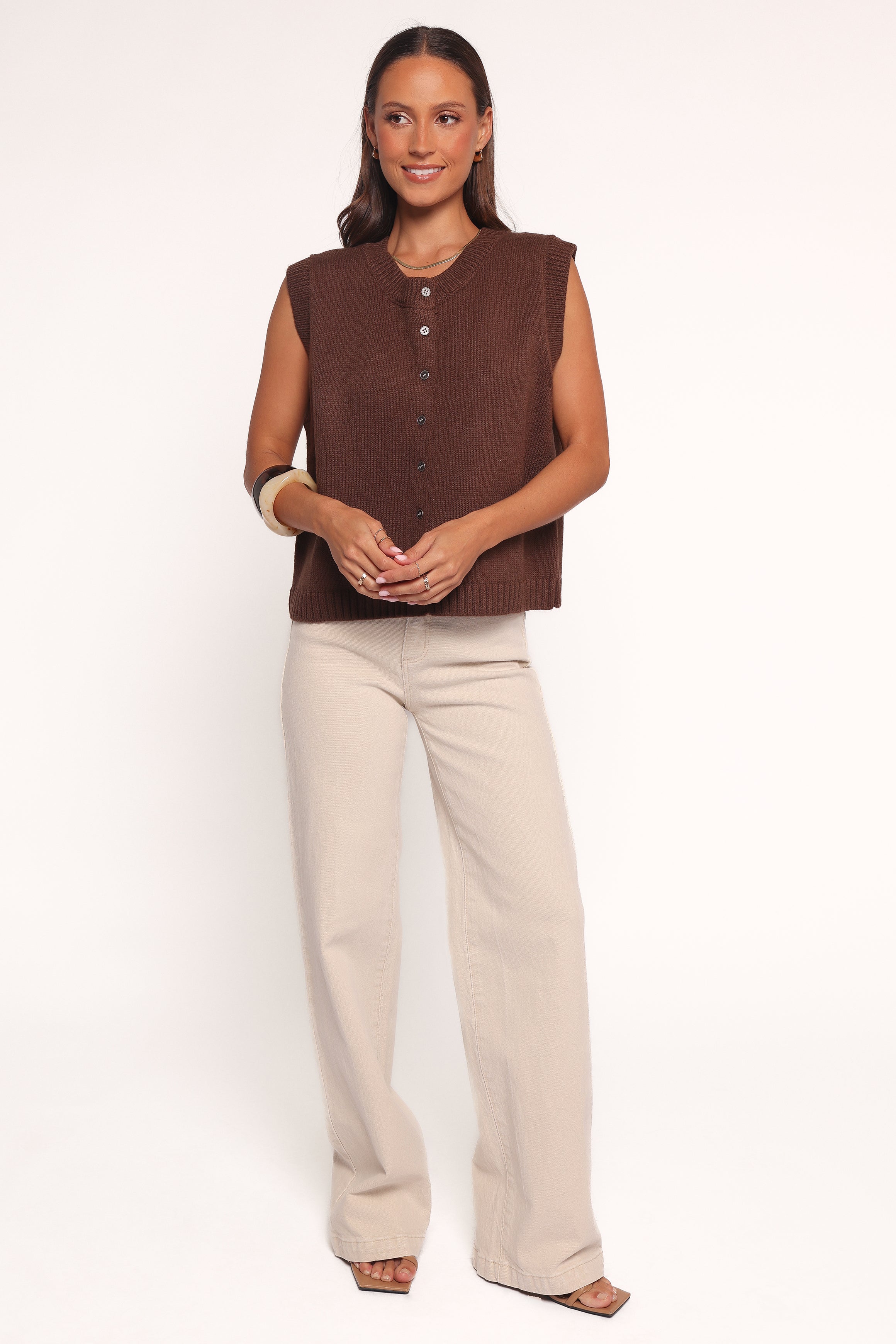 Petal and Pup USA TOPS Weston Knit Vest - Dark Chocolate