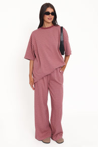Petal and Pup USA TOPS Wilda Oversized Tee - Pink Red Stripe