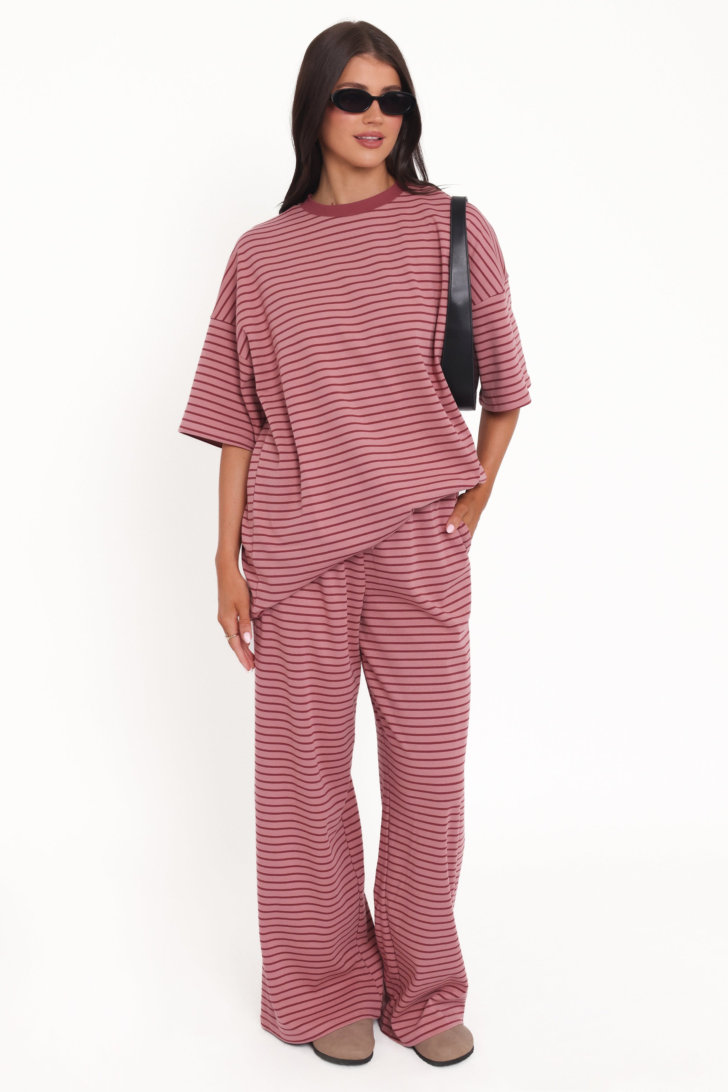 Petal and Pup USA TOPS Wilda Oversized Tee - Pink Red Stripe