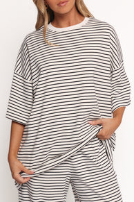 Petal and Pup USA TOPS Wilda Oversized Tee - White Black Stripe