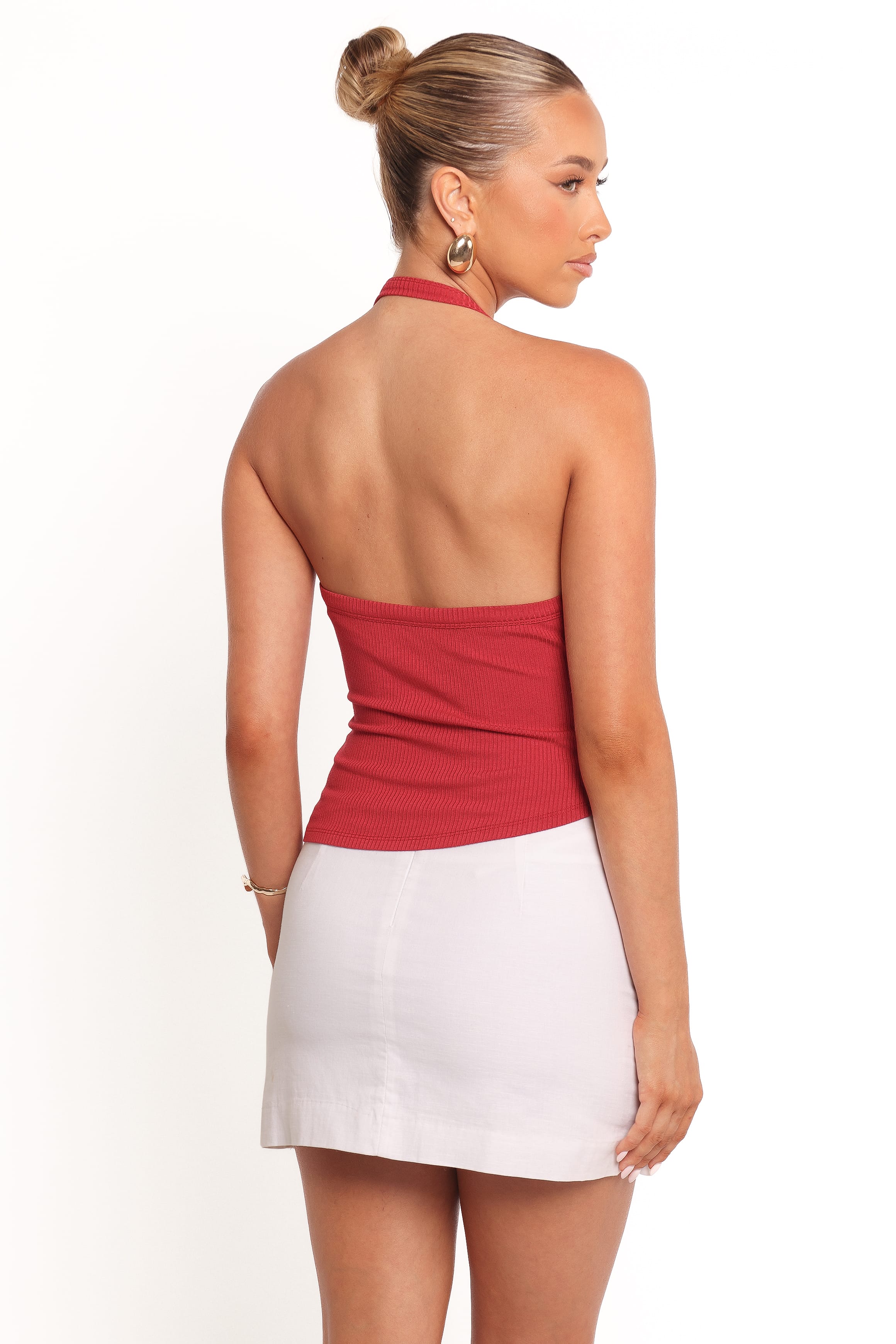 Petal and Pup USA TOPS Yulissa Halter Knit Top - Red (Hold for Rack)
