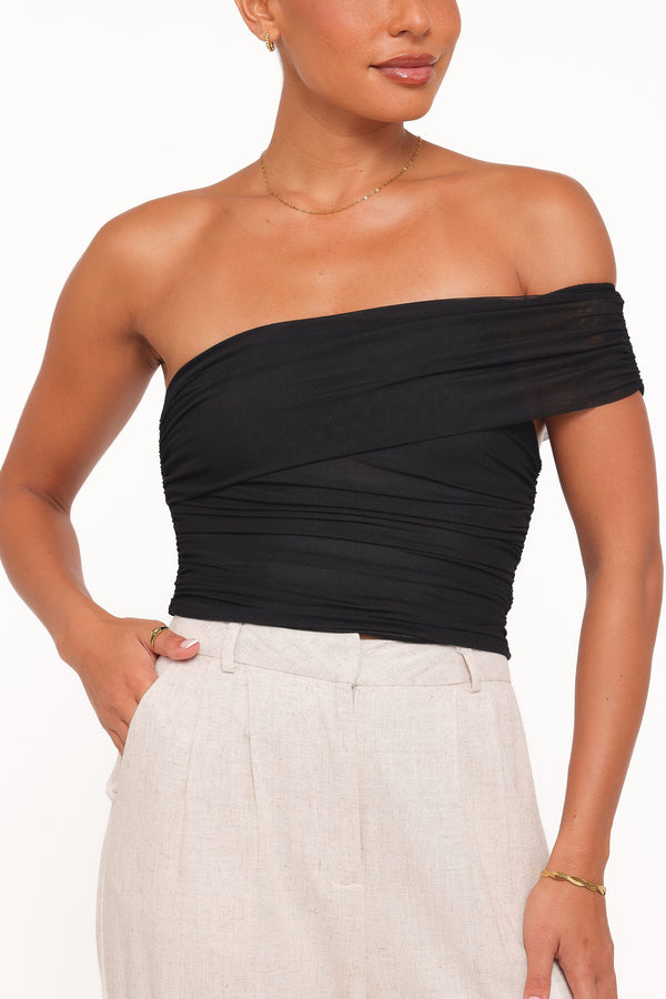 Petal and Pup USA TOPS Zachary One Shoulder Top - Black