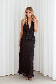 Petal and Pup USA TOPS Zafira Textured Halter Top - Black