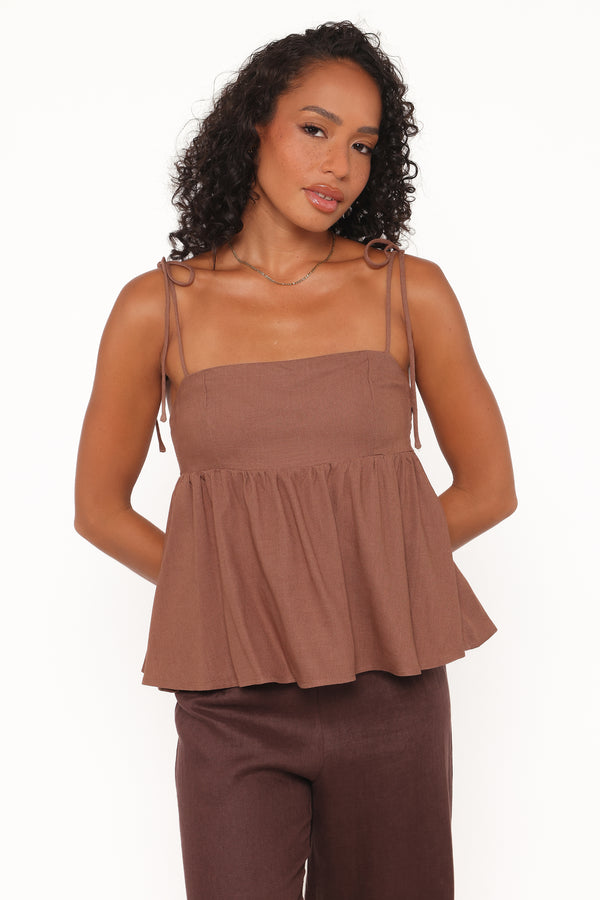 Petal and Pup USA TOPS Zephyra Baby Doll Top - Brown