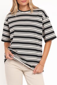 Petal and Pup USA TOPS Zestora Tee - Black Ivory Stripe