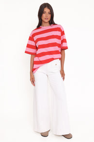 Petal and Pup USA TOPS Zestora Tee - Red Pink Stripe