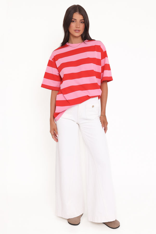 Petal and Pup USA TOPS Zestora Tee - Red Pink Stripe