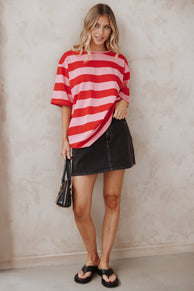 Petal and Pup USA TOPS Zestora Tee - Red Pink Stripe