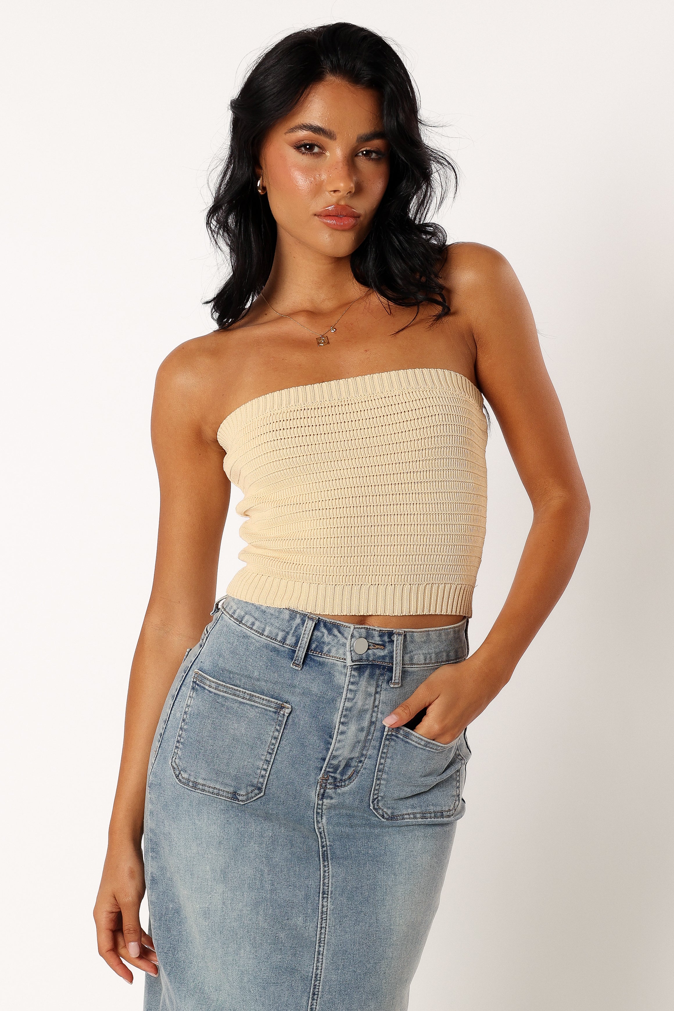 Petal and Pup USA TOPS Zia Strapless Knit Top - Lemon