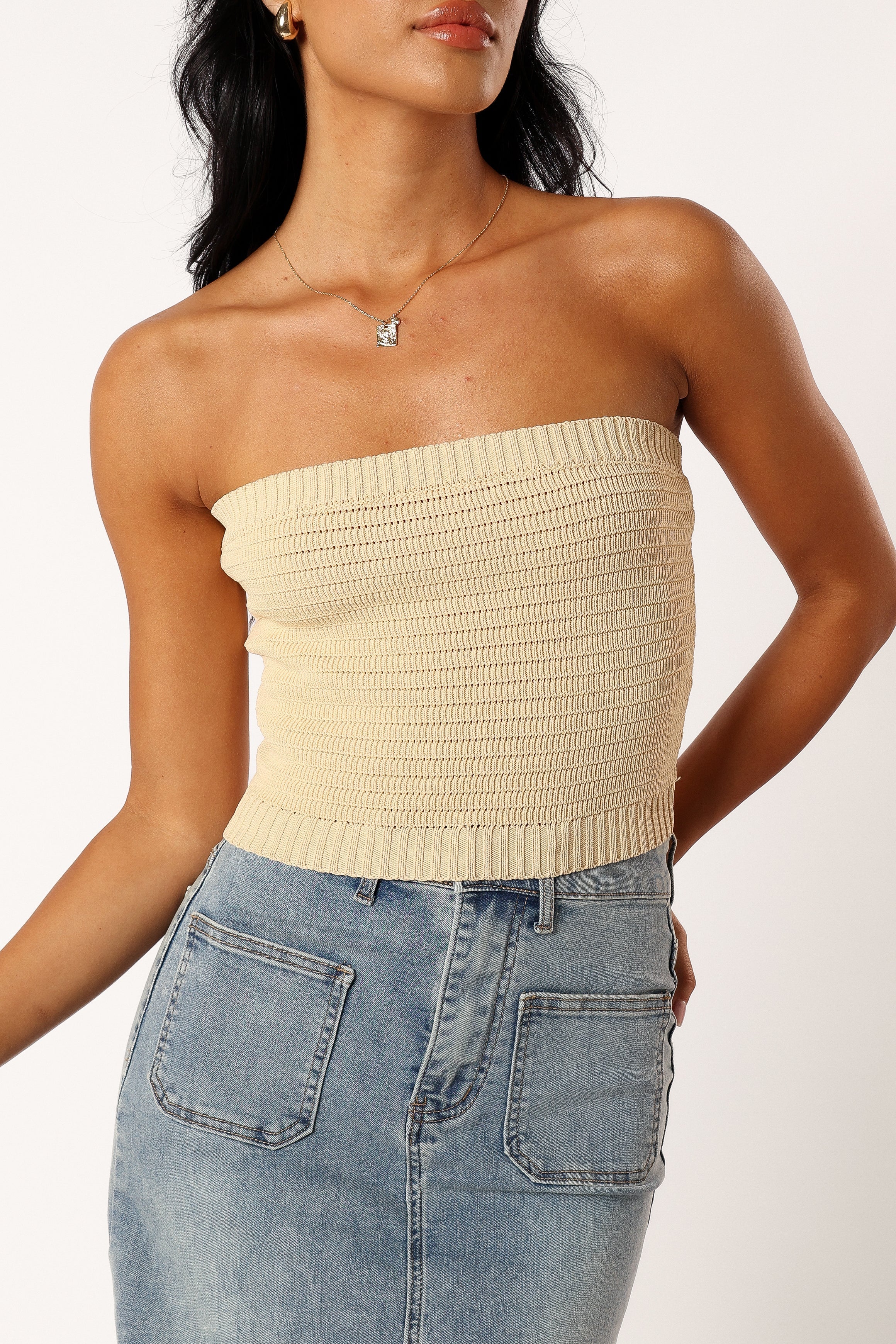 Petal and Pup USA TOPS Zia Strapless Knit Top - Lemon
